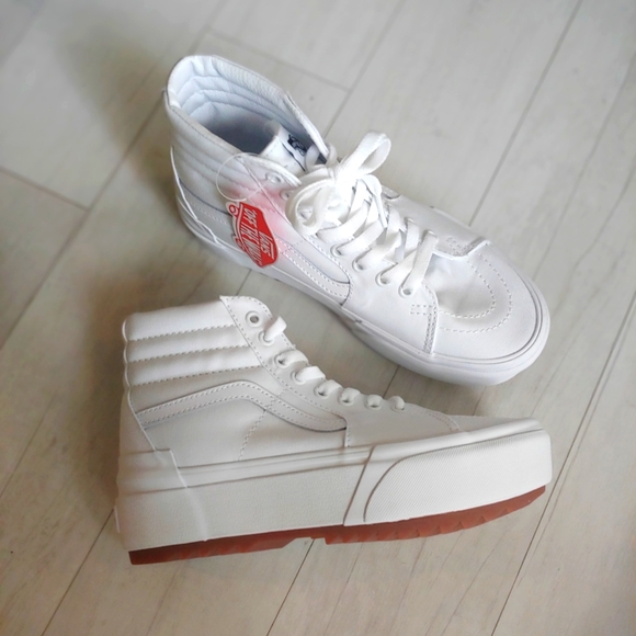 VANS NEW Sk8-Hi Canvas Stacked Platform Shoes - Picture 4 of 13